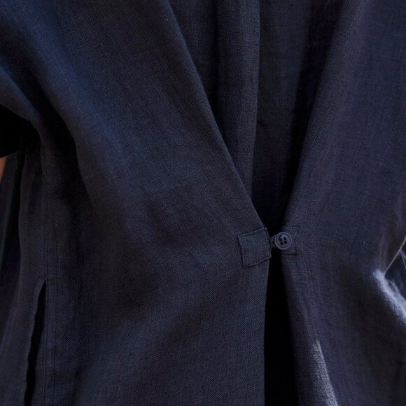 Mamene Studio Shirt Dress in Linen - Navy - size 1 (4-8 equivalent) - Picture 2 of 4